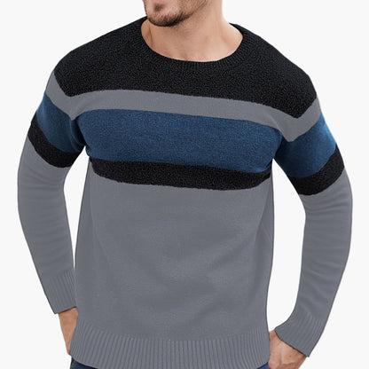 Herren Strickpullover mit Streifenmuster – Modischer Freizeitpullover für Herbst und Winter