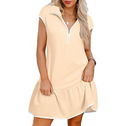 Alison – Kurzärmeliges Polo-Kleid mit Reißverschluss und weitem Bund