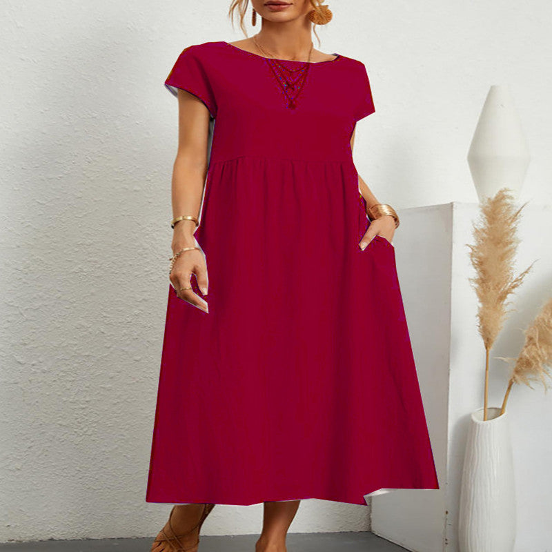 Audrey – Ärmelloses Baumwoll-Leinen-Kleid mit Taschen