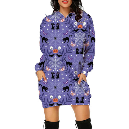 Damen Halloween Hoodie Kleid – Lustiges Kostüm für Halloween-Partys und Gruselige Anlässe