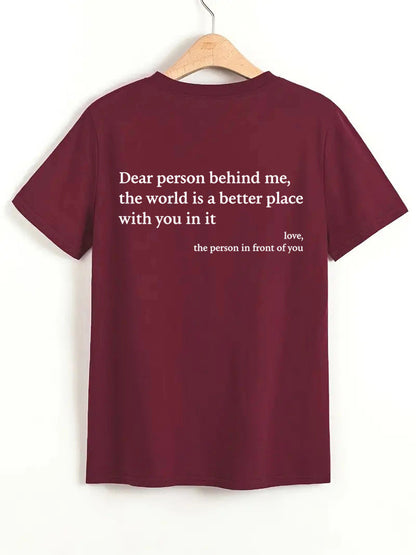 Carly – Damen T-Shirt mit Rundhalsausschnitt und Slogan