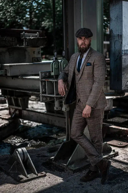 Herren Doppeltreihiges Dreiteiliges Anzugset – Klassischer Britischer Stil für Hochzeit, Business & Gala