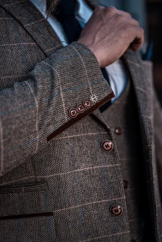 Herren Doppeltreihiges Dreiteiliges Anzugset – Klassischer Britischer Stil für Hochzeit, Business & Gala