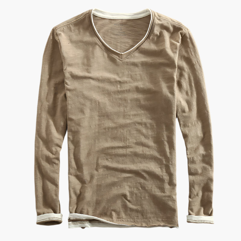 Herren Langarmshirt mit Layer-Look und V-Ausschnitt – Modernes Freizeitshirt für den Alltag