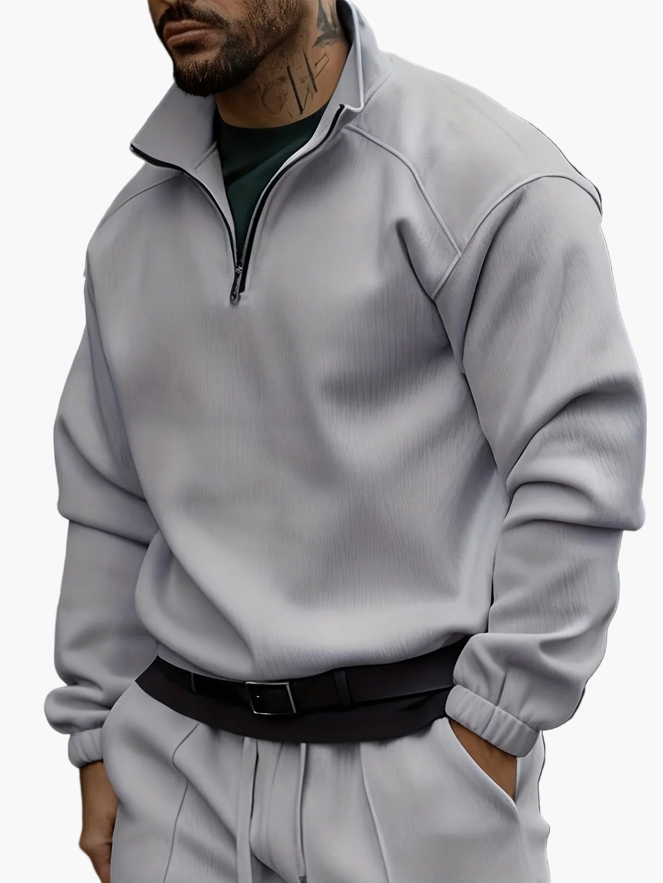 Herren Freizeit Trainingsanzug mit Reißverschluss – Modischer Streetwear Jogginganzug für Alltag und Sport