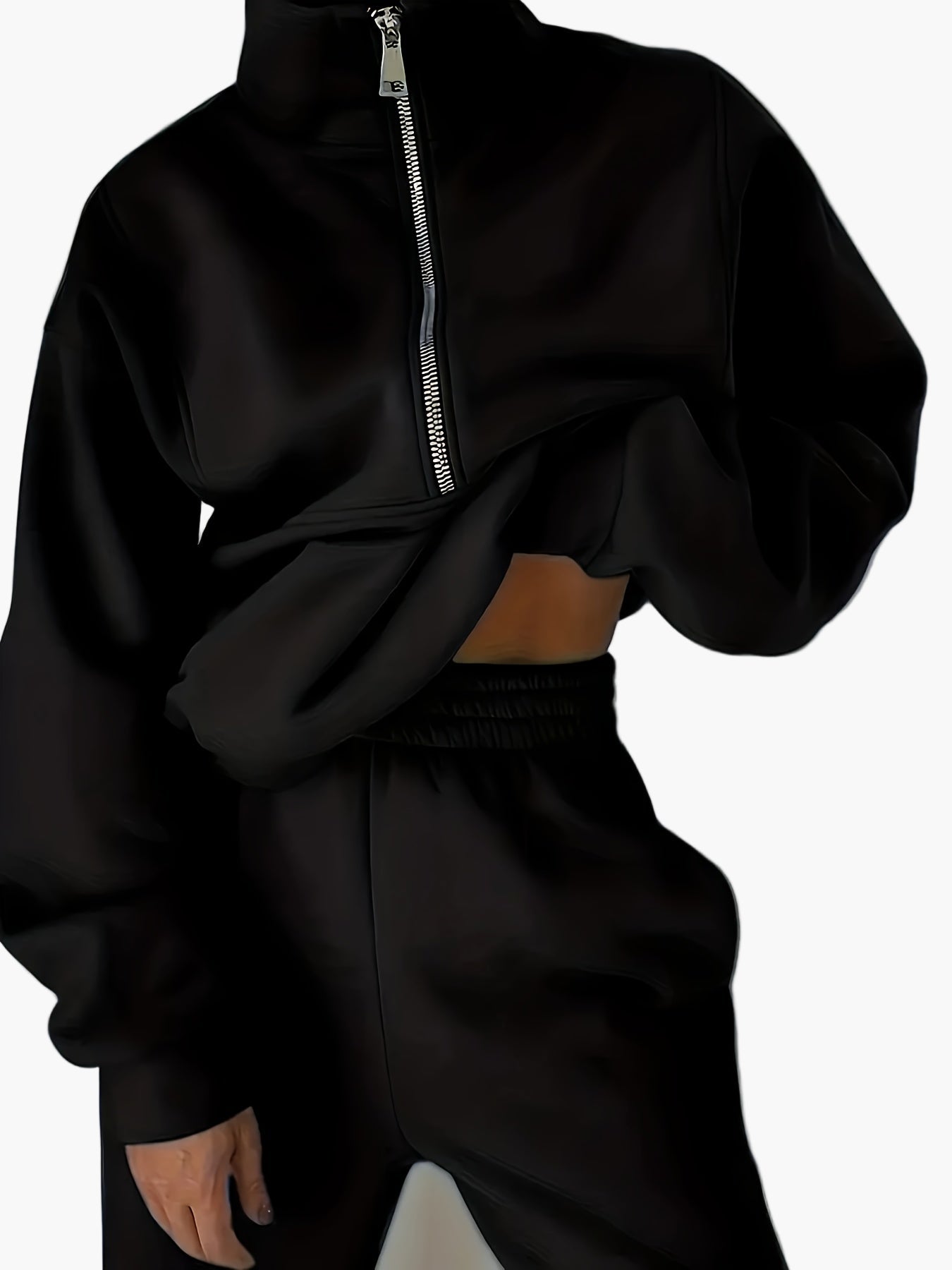 Damen Halbzip Sweatshirt Trainingsanzug – Moderner Freizeit-Look für Herbst und Winter