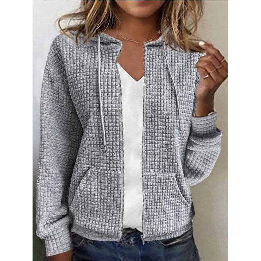 Jessica – Langer Damen-Cardigan mit Reißverschluss und Kapuze