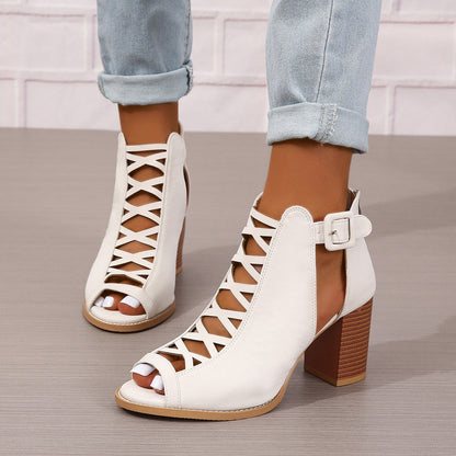 Andrea – Hohe Absatzsandalen mit runder Zehenpartie und Schnalle