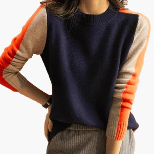 Damen Pullover Modern Colorblock Urban Style Freizeit & Büro
