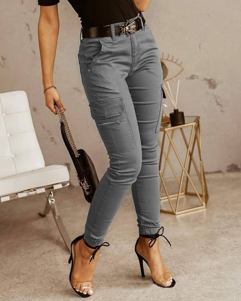 Andrea – Damenhosen mit niedriger Taille und Taschen
