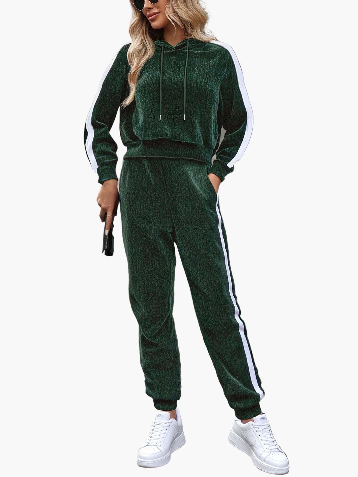 Damen Trainingsanzug Zweiteiler Set Kapuzenpullover und Jogginghose Sport Freizeit Outfit
