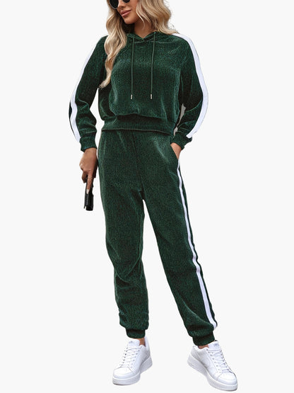 Damen Trainingsanzug Zweiteiler Set Kapuzenpullover und Jogginghose Sport Freizeit Outfit