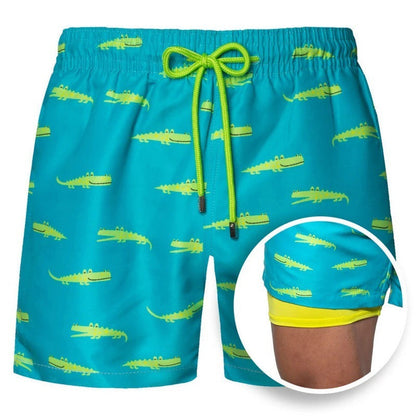 Jerry – Bedruckte Herren-Badeshorts mit doppelter Schicht für den Sommer