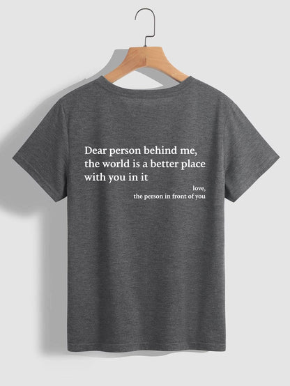 Carly – Damen T-Shirt mit Rundhalsausschnitt und Slogan