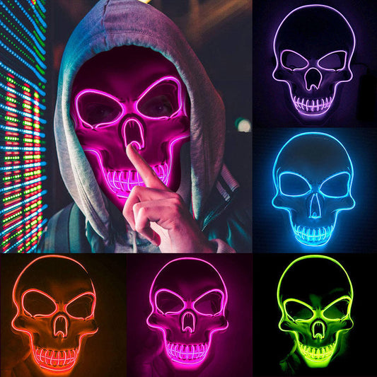 Halloween LED Leuchtende Totenkopfmaske für Erwachsene – Gruselige Party- & Kostüm-Maske