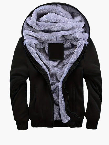 Herren Winter Kapuzenjacke mit Plüschfutter – Warme Freizeitjacke für kalte Tage