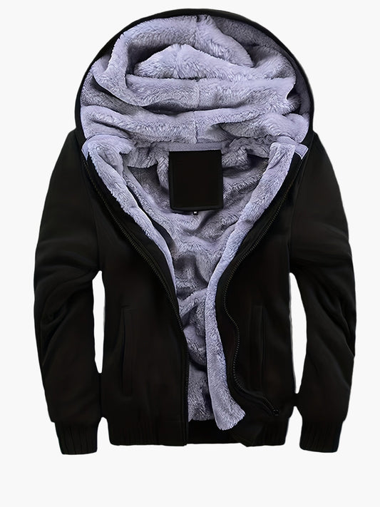 Herren Winter Kapuzenjacke mit Plüschfutter – Warme Freizeitjacke für kalte Tage