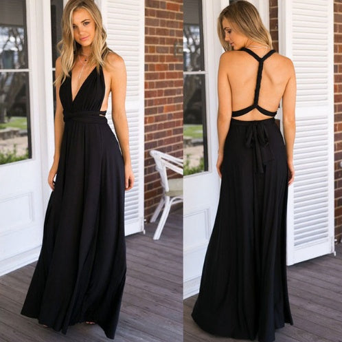 Damen Maxikleid mit Rückenfreiem Design – Elegantes Abendkleid, vielseitig tragbar, Partykleid