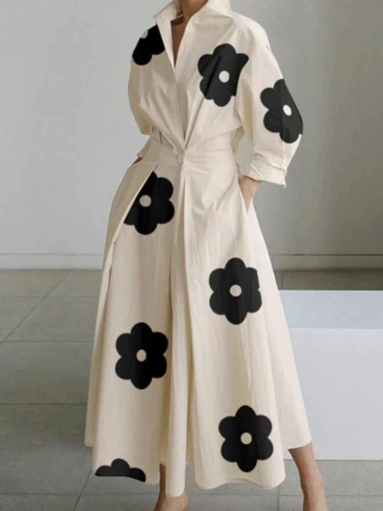 Charlotte – Langärmliges Blusen-Kleid mit elastischer Taille