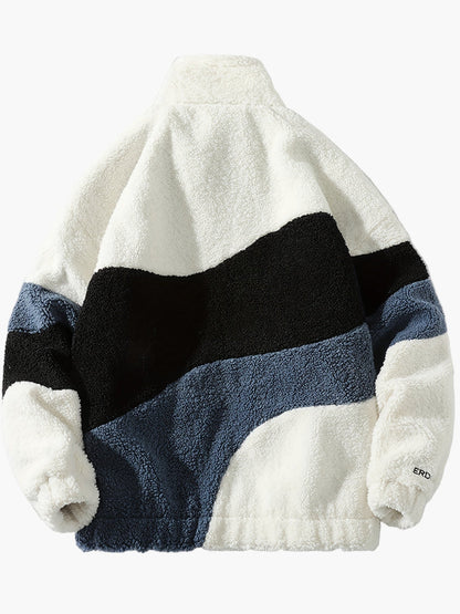 Herren Preppy Style Softshelljacke mit Farbblock-Design und Stehkragen – Freizeitjacke mit Reißverschluss