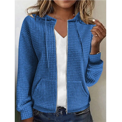 Jessica – Langer Damen-Cardigan mit Reißverschluss und Kapuze