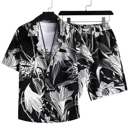 Herren Sommer Set – Modernes Kurzarm-Hemd mit Print & Shorts, Freizeit Outfit, Lässig