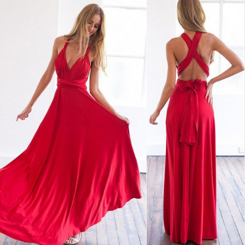 Damen Maxikleid mit Rückenfreiem Design – Elegantes Abendkleid, vielseitig tragbar, Partykleid