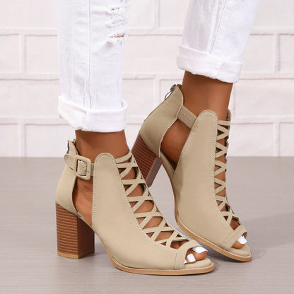 Andrea – Hohe Absatzsandalen mit runder Zehenpartie und Schnalle