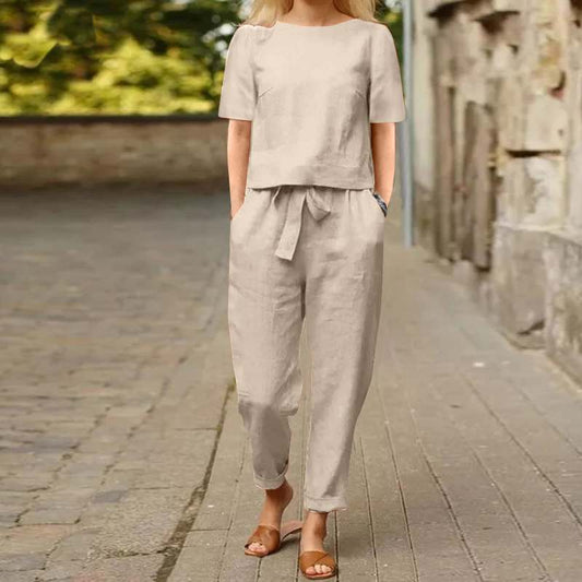 Joan – Weite Damenhose aus Baumwolle und Leinen