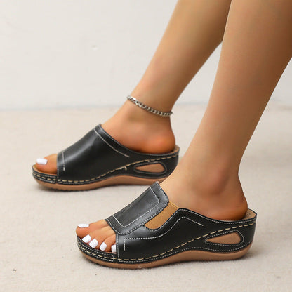 Amy – Retro Strand-Wedge-Sandalen für Damen in Übergrößen