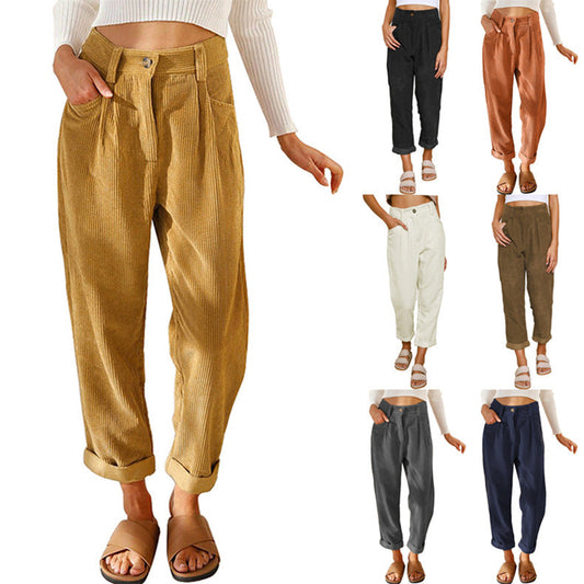 Marie – Hochtaillierte lässige Cordhose mit geradem Schnitt