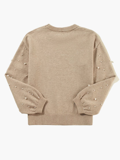 Damen Pullover mit Perlenbesatz – Eleganter Strickpullover für Freizeit & Büro
