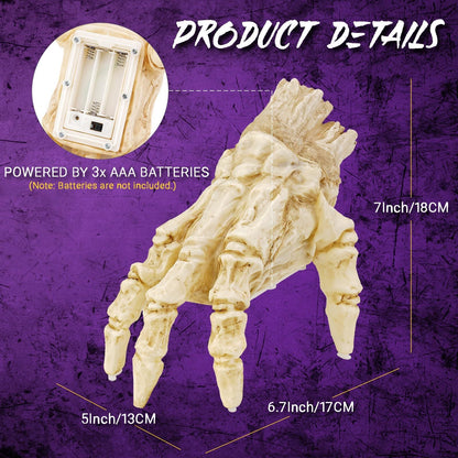 Halloween Deko Elektrische Leuchtende Zombiehand – Gruselige Bewegliche Hand für Party & Spukhaus