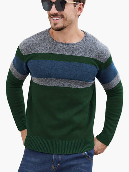 Herren Strickpullover mit Streifenmuster – Modischer Freizeitpullover für Herbst und Winter
