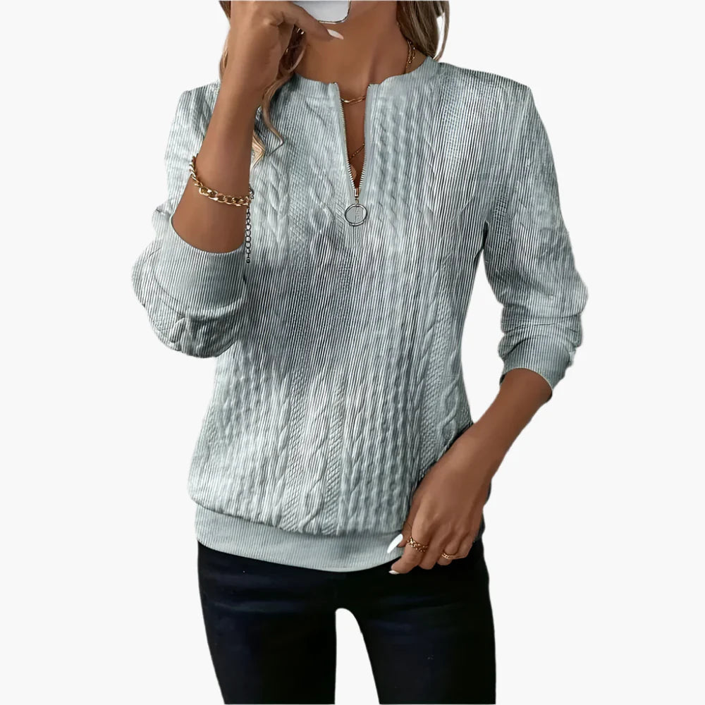 Damen Strickpullover mit Reißverschluss – Modischer Casual Sweater für Alltag und Freizeit