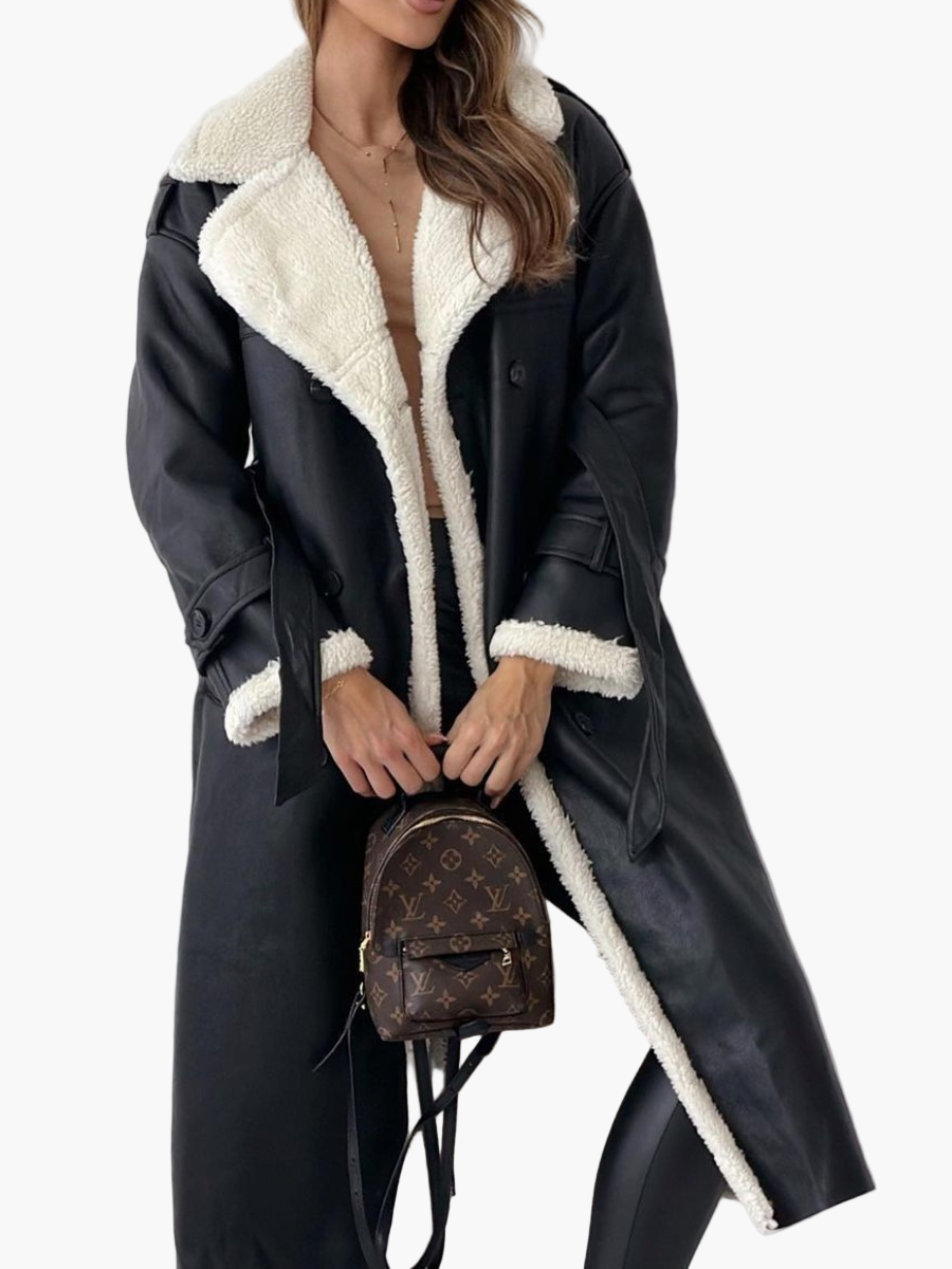 Damen Langer Mantel mit Fellkragen – Eleganter Wintermantel für stilvolle Outfits
