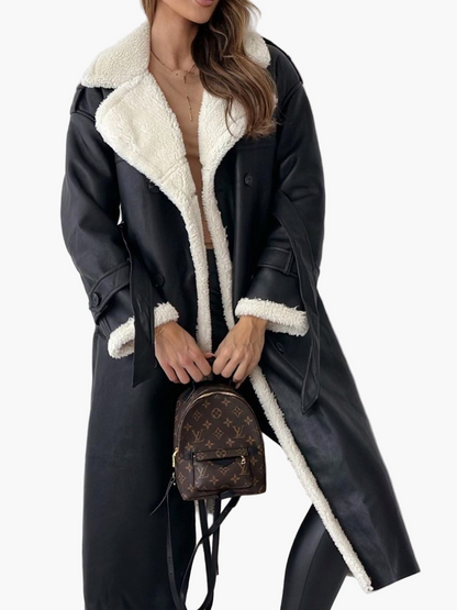 Damen Langer Mantel mit Fellkragen – Eleganter Wintermantel für stilvolle Outfits