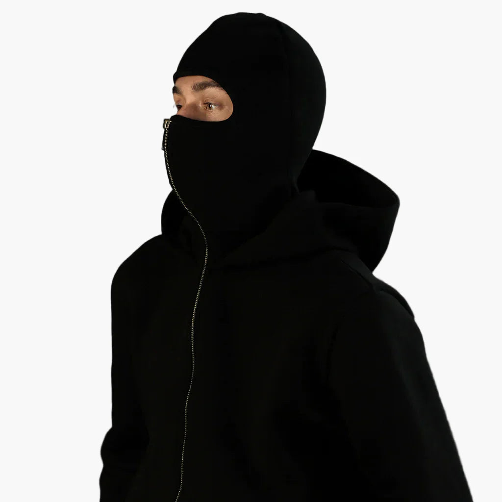 Unisex Streetwear Techwear Hoodie mit integrierter Gesichtsmaske – Urban Style für Alltag und Outdoor
