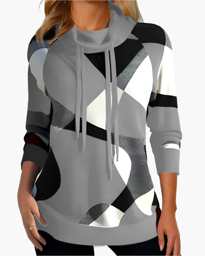 Damen Farbblock Pullover – Modischer Freizeit-Hoodie mit Kordelzug, ideal für Alltag & Freizeit