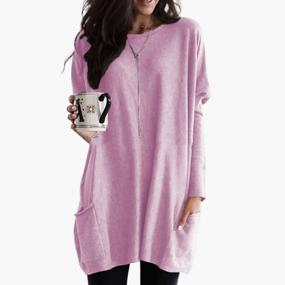 Damen Oversized Pullover Langarm Bequemer Freizeit-Look