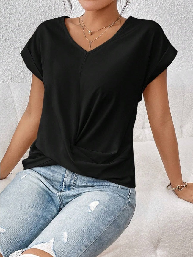 Marie – Sommer Freizeit T-Shirt mit Unregelmäßigem Knoten