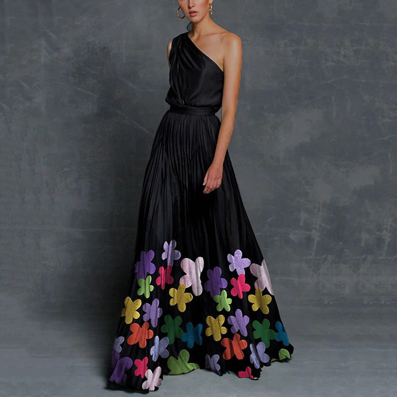 Rachael – Maxikleid ohne Träger mit kontrastierenden Farben