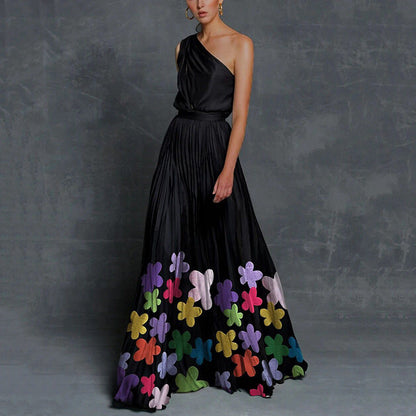 Rachael – Maxikleid ohne Träger mit kontrastierenden Farben