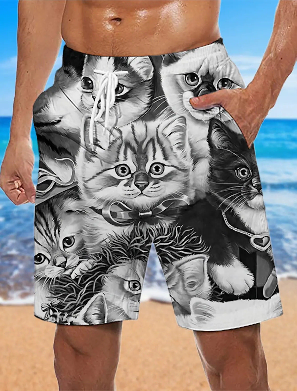 Howard – Lockere Herren Strandhose mit 3D-Print-Muster