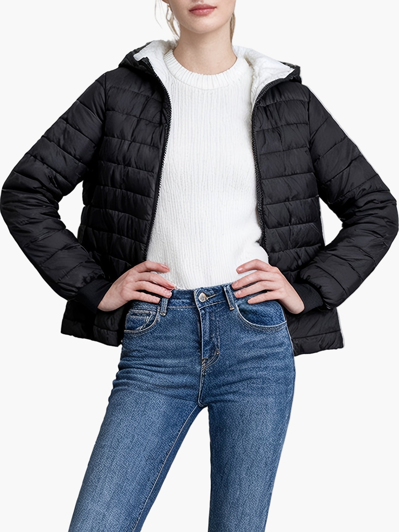 Damen Winter Steppjacke mit Kapuze – Eleganter Alltags-Look, Warm und Bequem