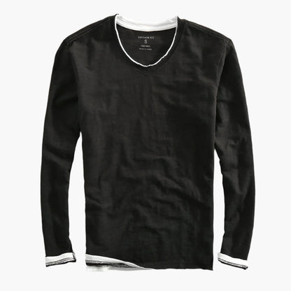 Herren Langarmshirt mit Layer-Look und V-Ausschnitt – Modernes Freizeitshirt für den Alltag