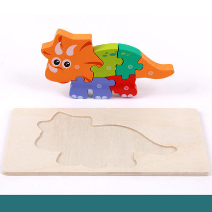 Kinder Dinosaurier Holzpuzzle 3D Lernspielzeug – pädagogisches Steckpuzzle ab 4 Jahren