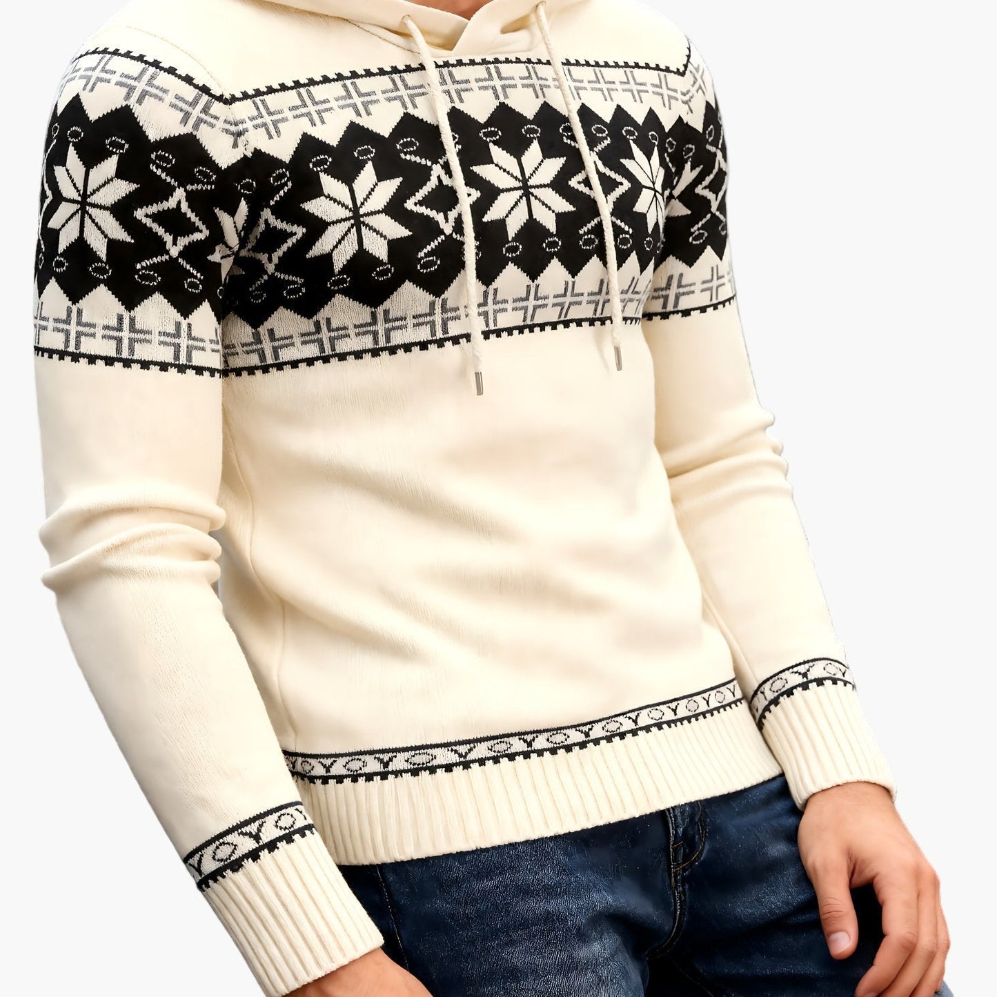 Herren Kapuzenpullover mit Norweger-Muster – Lässiger Winterpullover für Freizeit und Alltag