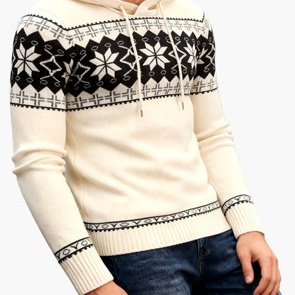 Herren Kapuzenpullover mit Norweger-Muster – Lässiger Winterpullover für Freizeit und Alltag