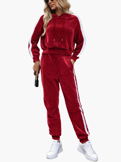 Damen Trainingsanzug Zweiteiler Set Kapuzenpullover und Jogginghose Sport Freizeit Outfit